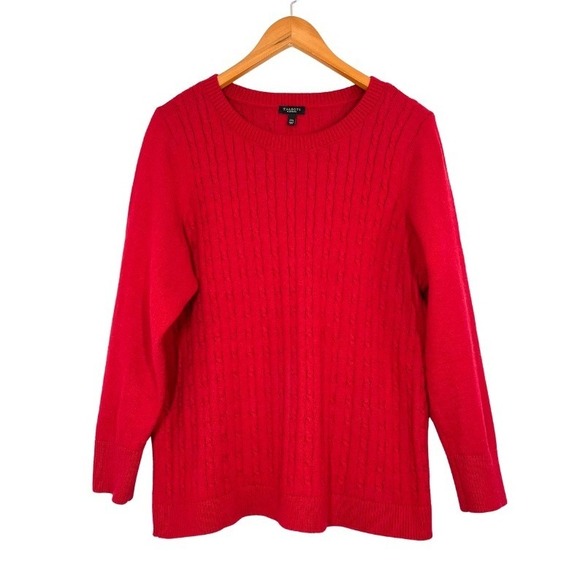 Talbots Sweaters - Talbots Cable Knit Red Sweater 2XP Plus Petite Cotton Blend Classic Crewneck Top